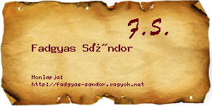 Fadgyas Sándor névjegykártya