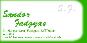 sandor fadgyas business card